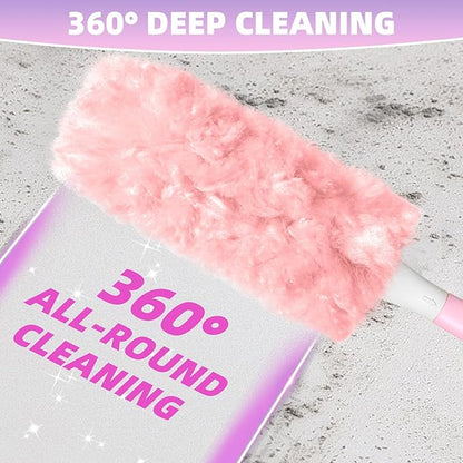 30 Count Duster Refills Compatible with Swiffer Handle, 360° Multi-Surface Duster Refills with 1 Handle, Dusters with 5X Microfibers for Cleaning Home, Furniture, Electronics, Office, Blinds