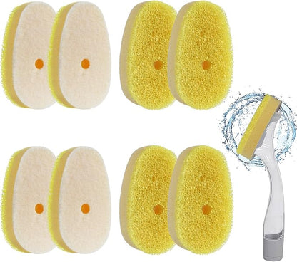 (8 Pcs) Dish Wand Sponge Refills – Compatible with Scrub Daddy Dish Wand, Non-Scratch Replacement Heads for Kitchen Cleaning, Yellow (Sponge Heads Only)