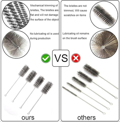 12 Inch Pipe Cleaning Brush Set with Stainless Steel Bristles, Steel Wire Tube Brush Kit for Auto Parts Polishing, Machining, Bottles, Tubes, Etc.（50mm-4pcs）
