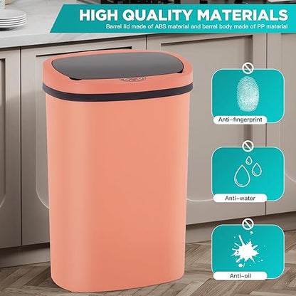 PayLessHere | 13 Gallon Plastic Trash Can | Pink | Automatic Touchless Lid with Motion Sensor | Kitchen Garbage Can with Waterproof Design | for Home, Office, Bathroom | Pack of 3