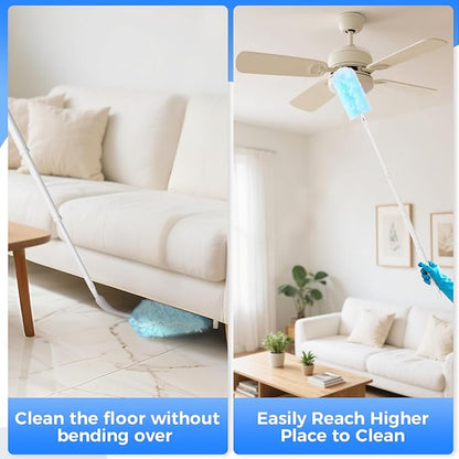 2 Replacement Handles Compatible with Swiffer Duster Refill, Long Extended Handle with Multi Surface 270 Degree Rotation, Removal Duty Duster Handles with Telescopic Extended Pole for Home Cleaning