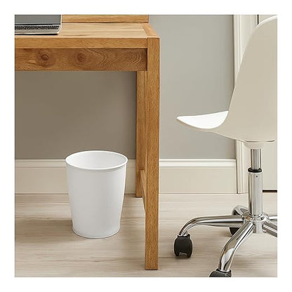 iDesign Small Round Bathroom Trash Can, Plastic Garbage Can for Bedroom, Office, Desk, Dorm, 2-Pack, White