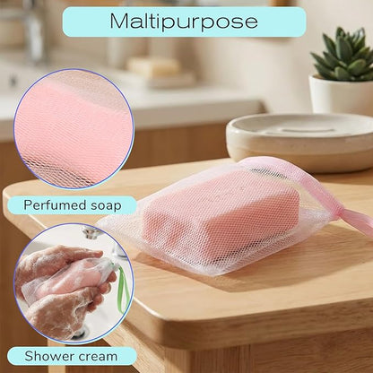 Styquenzer 10 PCS Exfoliating Mesh Soap Pouches, Soft Soaps Saver Bags with Drawstring, Gentle Foam Net Pouch for Bath Shower Spa, Handmade Soap Holder Sack for Body Face Cleansing (Color Random)