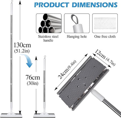 Masthome Clamp Mop Compatible with Swiffer Wet Jet Mops, 50" Stainless Steel Handle Mini Mop for Hardwood, Tile, Laminate, Marble, Wall, Window, Multi-Surface Floor Cleaning