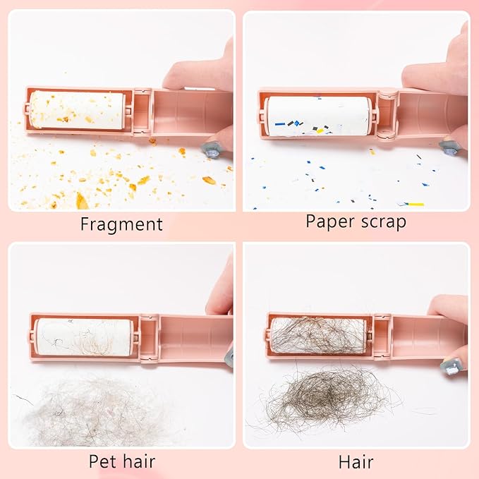 16 Pack Travel Mini Lint Roller with 360 Sheets, Portable Lint Remover with 4 Handles & 12 Refills, Reusable Pet Hair Remover for Clothes with Cover, Easy to Clean for Luggage Use