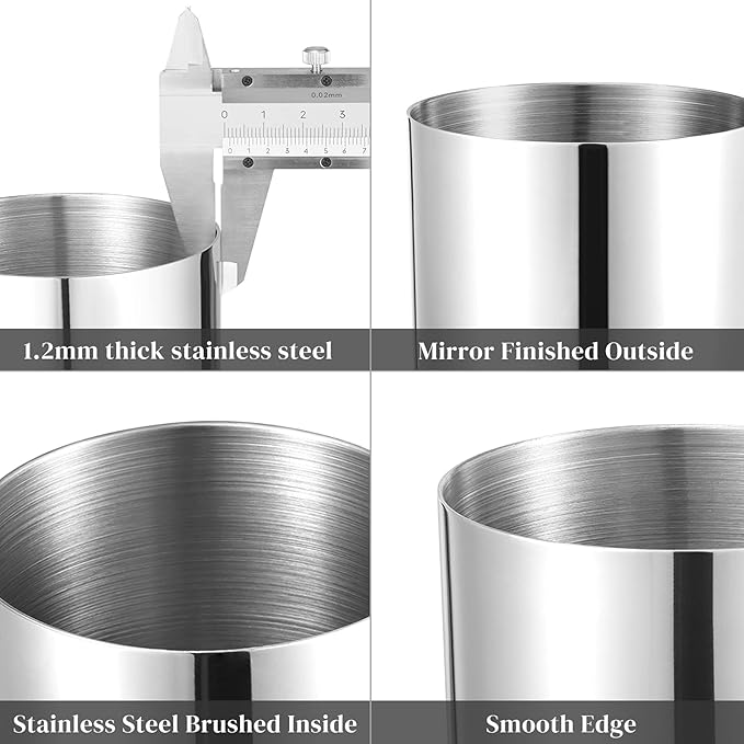 2 Packs Silver Round Stainless Steel Pen Holder,Minimalist Mini Metal Vase,Desktop Stationery Organizer,Vacuum Plating Makeup Brush Holder