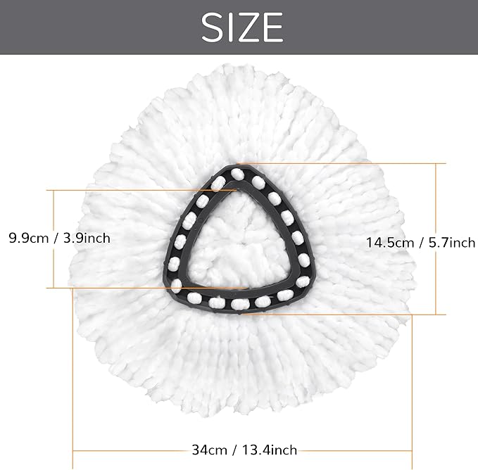 Spin Mop Replacement Head,Thick Microfiber Refills for O-Cedar Spin Mop,4-Pack Washable & Reusable for Hardwood/Tile Floors, Exact Fit for 1-Tank System (White)