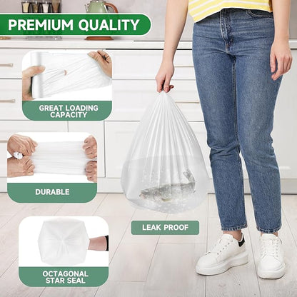 Small Bathroom Trash Bags 3 Gallon - White Mini Garbage Bags 200 Count Unscented Biodegradable Tiny Waste Basket Liners 12 Liter Kitchen Office Car Strong Thick Bulk Acqkunlo