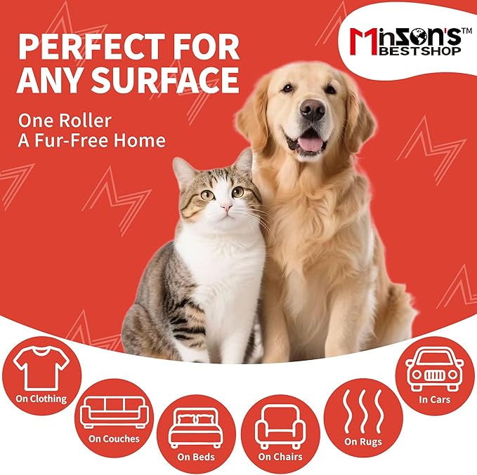 Minson’s BestShop Extra Sticky Lint Roller, 6.3” Extra Wide, 720 Sheets for Pet Hair Removal, The Ultimate Duo Supply Pack with 2 Ready to Use Handles & 6 Refills, Dog and Cat Lint Remover