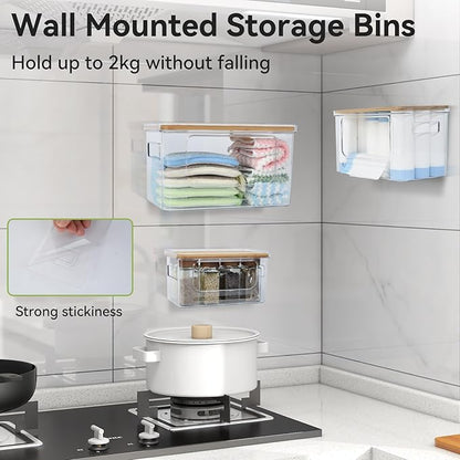 OTraki 3 Pack Trash Bag Holder Dispenser with Lid Plastic Garbage Bag Dispenser Stackable & Wall-mounted, Trash Bags Organizer Under Sink for Kitchen, Pantry Cabinet Organizer and Storage