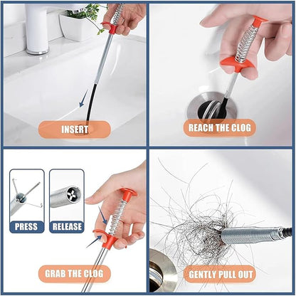 Drain Snake,118 inch Flexible Grabber Claw Pick Up Reacher Tool,Drain Clog Remover - Gutter Cleaning Tools for Home Sink, Bathroom Tub,Drain, Toilet, Tight Spaces