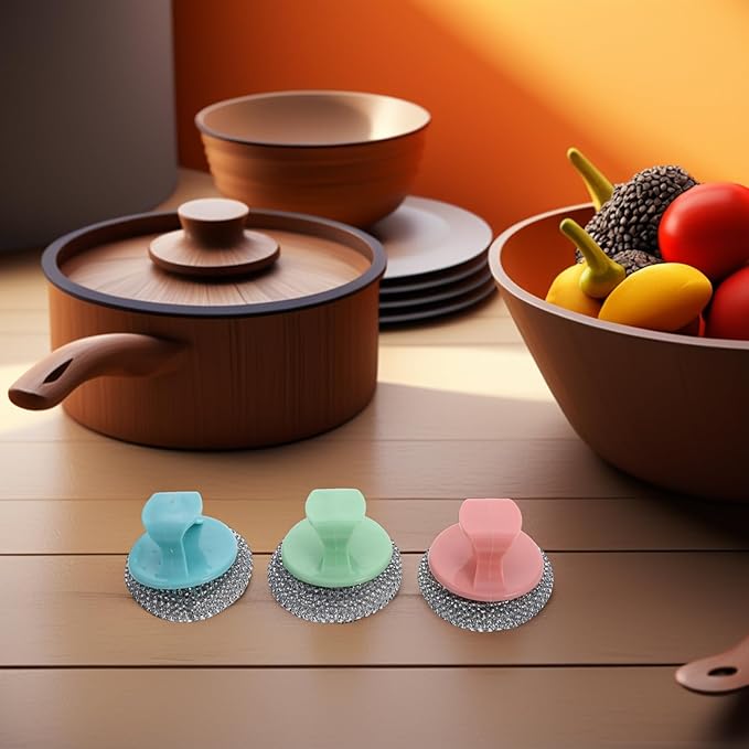 FOMIYES 6pcs Kitchen Cleaning Ball Stainless Steel Scrubbers Pot Decontamination Brush Non-damaging Brush for Pots and Pans