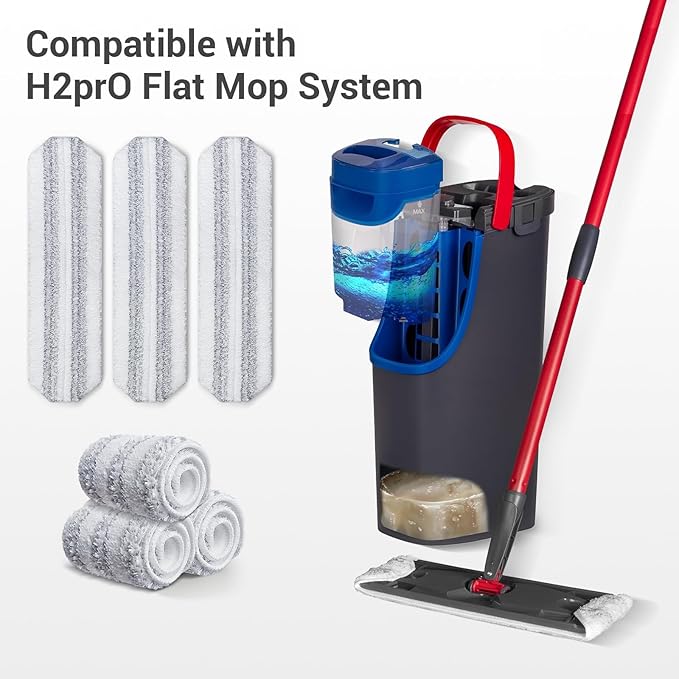 10 Pack H2prO Mop Pads,Compatible with O Cedar H2prO Flat Mop System Universal Mop Pads Mop Head Refills Washable Wet Mop,Replacment for Vileda H2prO Size Mops 15.94'' x 4.33''