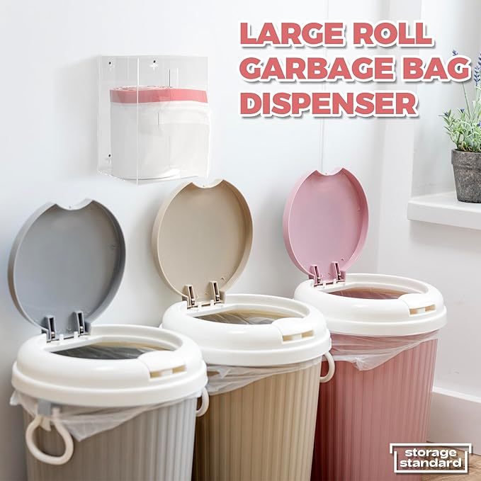 Storage Standard Trash Bag Holder Dispenser 10.5'' x 7'' x 7''- Acrylic Bags Dispensing Roll Organizer Holder, Garbage Liner Holder for Cabinet & Under Sink – Box Has Open Side Design
