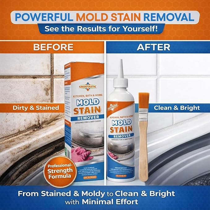 Mold & Mildew Stain Remover Gel – Heavy Duty Bathroom Cleaner for Tile, Grout, Shower, Caulk & Front Load Washer Seal, Thick Clinging Gel, Deep Cleaning Formula
