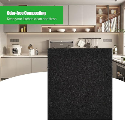 Eagles Square Compost Bin Filters, (6PCS, 4.7" x 4.7" x 0.4") Charcoal Filters for Kitchen Compost Bin Pail, Square Activated Carbon Filter Bio Bucket Filter for Compost Bin Universal Size