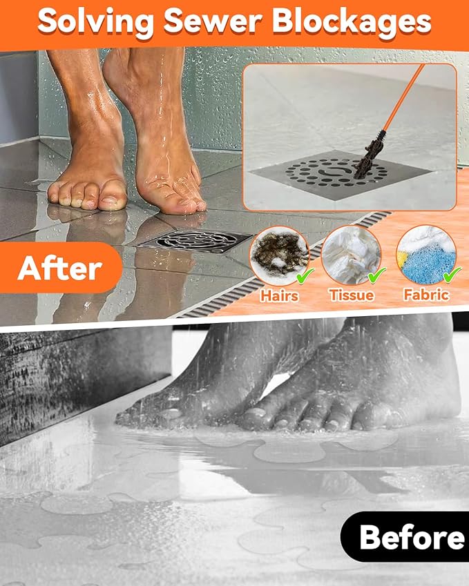 50 Inch Anti-break Metal Drain Snake, Hair Clog Remover, Drain Cleaner Tool with Nylon Coating Sink Snake, Clog Remover for Shower, Bathroom Sink Tub (4 Pack)