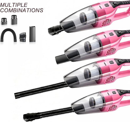 Car Vacuum Cleaner – 9000PA High Power Suction, DC 12V Portable Handheld Auto Vacuum with Attachments, Mini Car Interior Cleaner for Pet Hair, Dust, Crumbs, and Debris (Blush Pink)