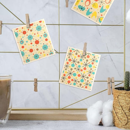 8 Pcs Swedish Dishcloths Kitchen Dish Towel Reusable Washable Kitchen Towels Nordic Nature Retro Mid-Century (Retro Atomic)