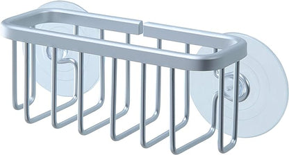 SunnyPoint NeverRust Kitchen Sink Suction Holder for Sponges, Scrubbers, Soap, Kitchen, Bathroom, 6"L x 2.36" W x 2.56"H , Aluminum (Mat Silver, Set of 1)