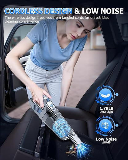 BQYPOWER Handheld Vacuum Cordless, 16000PA Strong Suction Hand Held Vacuum Cordless Rechargeable with Multiple Accessories, Portable Car Vacuum Cleaner High Power for Car Home Office