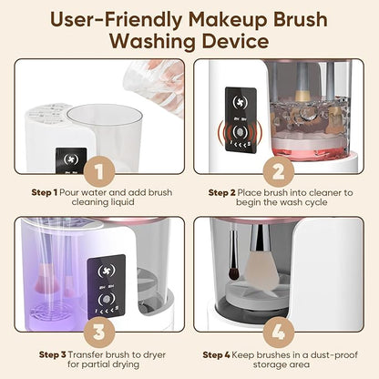 Electric Makeup Brush Cleaner 3-in-1, Automatic Brush Washing & Air-Drying Machine, Dual-Direction Deep Cleaning, Adjustable 2H/5H Drying, Fits Most Brush Sizes, Plug-in Design (2026 Upgrade)