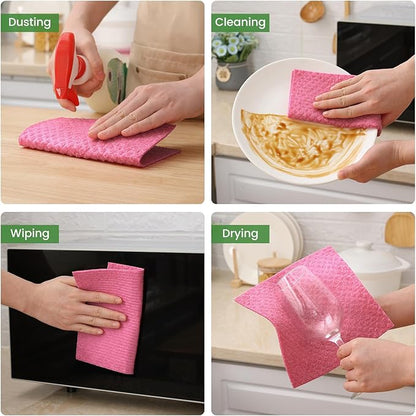 Homaxy Swedish Dishcloths for Kitchen, 10 Pack Reusable and Washable Cellulose Sponge Cloths Dish Towels, Absorbent and No Odor Paper Towels for Dishes ＆ Counters, Multicolor
