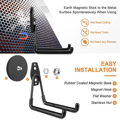 ENUODA Strong Magnetic Hooks Heavy Duty Large Magnet Garage Hooks Storage Hook Utility Magnet Tool Holder for Metal Cabinet, Pegboard, Shelve, Tool Chest, Shovel, Broom, Garden Tools, 2PCS