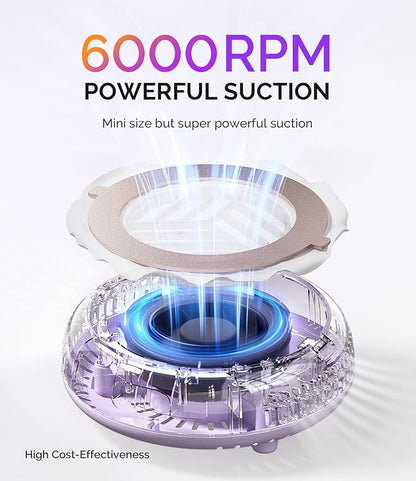 MelodySusie PocketSized Nail Dust Collector with Lightweight Design,HProA 6000RPM Ultra-Small Nail Vacuum Fan with 3 Suction Modes and 30 Disposable Filter Papers for Beginner & Daily Nail Care,Purple