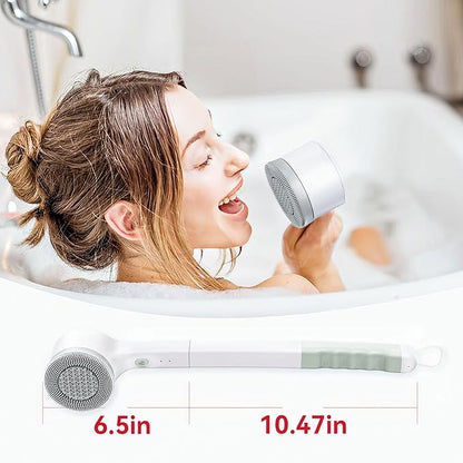 Electric Body Scrubber with Long Handle Cordless Rechargeable Shower Brush for Back Scrubbing and Exfoliating IPX7 Waterproof Vibration Silicone Bath Brush