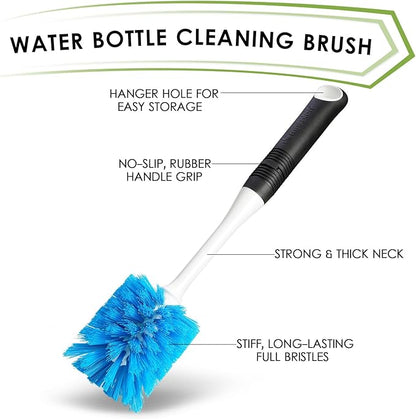 MOSOLAN Dish Brush Set of 3 with Water Bottle Brush, Dish Scrub Brush and Scrubber Brush, Long Handle Kitchen Scrub Brushes for Dishes, Bottles, Cups, Pots, Pans and Sinks, Flat Head