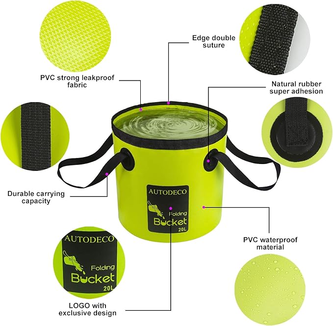 Collapsible Bucket 5 Gallon Container Folding Water Bucket Portable Wash Basin 20L