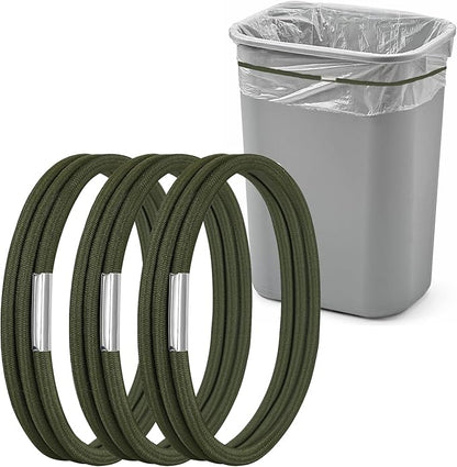 Trash can bag holder bands, trash can rubber bands set of 3, High elastic rubber band Fits 13 to 30 Gallon Trash Cans, Olive Green
