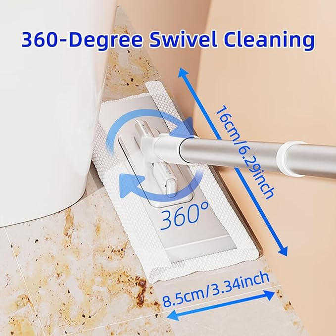 2026 New Snap Grip Mini Mop, Automatic Cloth Changing Mini Mops, 40inches Wet & Dry Click Mops for House Wall Window Bathroom Toilet Corners Door (1*mop+5*Cloth)