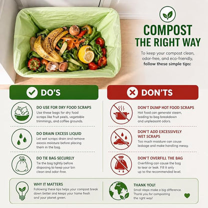 100% Compostable 13 Gallon Bags (35 Bags) Tall Kitchen Food Scrap Disposable Compost Trash Bgas Certified Composte Bags US BPI & OK Compost Home Certified by Meeting ASTM D6400 (35 ct.)