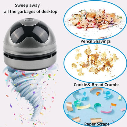 Desktop Vacuum Cleaner Mini Vacuum Cleaner for Crumbs Desk Table USB Vacuum Sweeper for Cleaning Eraser Crumbs Seeds Pet Hairs Flakes Computer Keyboard
