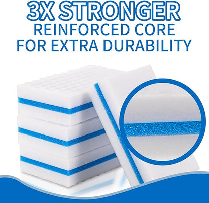 M. Neat Upgrade Melamine Sponge, 20 Pack Extra Thick More Lasting 3X Density Premium Magic Sponge Eraser, Multi Surface Power Scrubber Foam Stain and Mark Removal Cleaning Pads