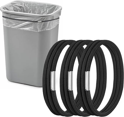 Garbage Can Bands Fits 13 to 30 Gallon Trash Cans, 3 Pack Durable Trash Can Bag Holder Bands with Strong Elasticity, Homewares Litter Box Bands Good for Home Office School, Trash Can Bands Set, Black