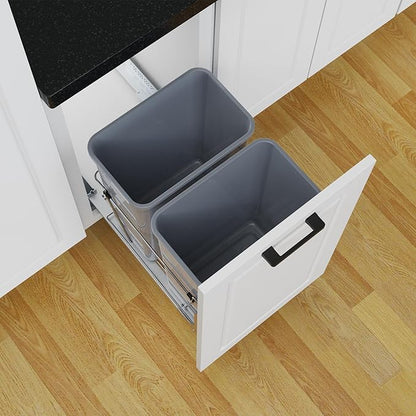 35QT Pull Out Trash Can for Under Sink Storage, Adjustable Sliding Drawer System, Doesn't Include Door Fittings (2*35 qt)