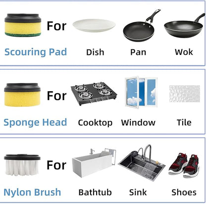 Super Electric Spin Scrubber 1000RPM with 6 Brush Heads, Portable Rechargeable Scrub Cleaner Cordless for Bathroom, Kitchen, Toilet, Bottle, Dish, Tile, Tub, Floor, Window Cleaning