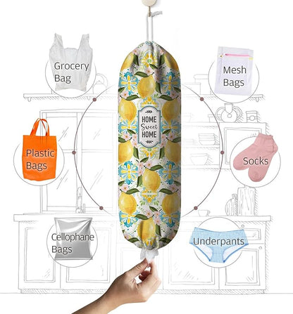 Lemon Grocery Bag Holder Organizer Storage for Plastic Bags Lemon Decor 23" x 9"