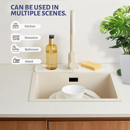 Stone Faucet Mat for Kitchen Sink, Faucet Mat Fast Drying Diatomite, Sink Splash Guard Water Absorbing Stone Tray for Sink, Counter Protector for Kitchen & Bathroom