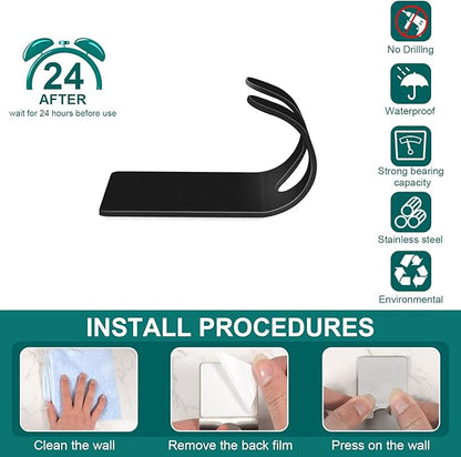 CGBE Shower Holders for Razors, 2 Pack Squeegee Holder and 2 Pack Razor Holder, Razors Holder for Shower Heavy Duty Waterproof Hook for Squeegee Loofah - Black