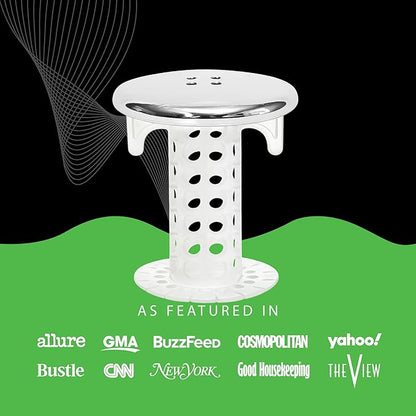 SinkShroom Revolutionary Bathroom Sink Drain Protector Hair Catcher, Strainer, Snare, Silicone , Brushed, Sinkshroom Chrome Edition, 1" -1.4"
