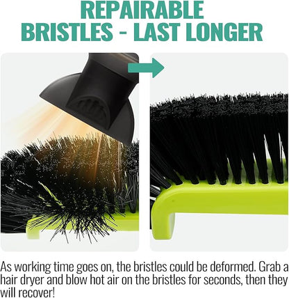18" Pool Brush Head for Cleaning Swimming Pool Walls, Curved Ends High-Efficiency Scrub Brush for Tile, Fiberglass, Flooring and Vinyl Pools, Fits Φ1.25” Poles (Green & Black)