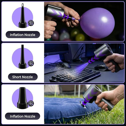 20000Pa Cordless Car Vacuum, 80,000 RPM Brushless Motor Handheld Vacuum with 7-in-1 Air Duster Blower, Portable Type-C Rechargeable Cleaning Kit for Pet Hair, Home & Office, Grey