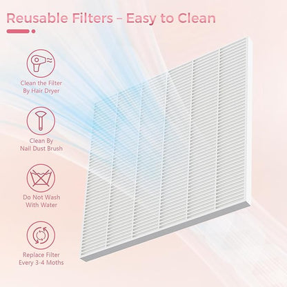 Nail Dust Collector for Nail Techs, Compact & Quiet Nail Vacuum dust Collector with Reusable Filter, Powerful Nail Fan Nail Tech Must Haves for Gel Polish, Pedicures, Salon & Home Use