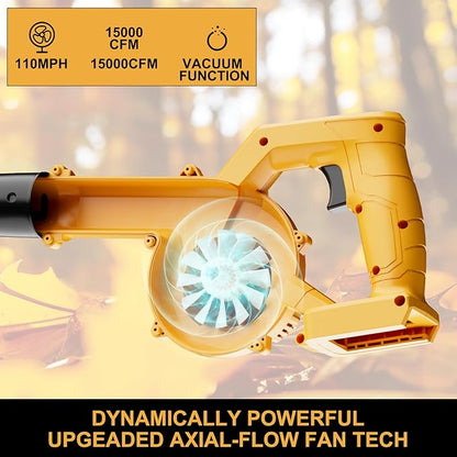 Cordless Leaf Blower for Dewalt 20V Max Battery(No Battery), Electric Jobsite Air Blower Variable Speed Up to 180MPH, 2-in-1 Handle Electric Blower and Vacuum Cleaner for Lawn Care