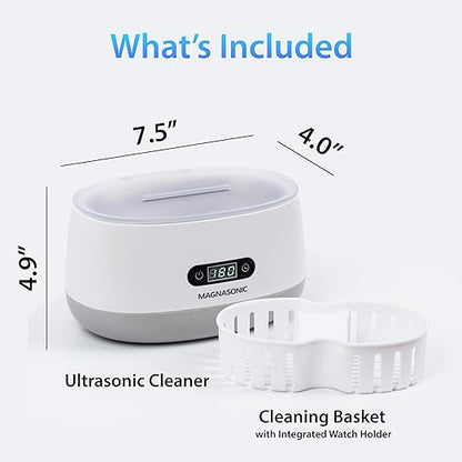 Magnasonic Ultrasonic Cleaner - 20oz Tank Ultrasonic Jewelry Cleaner & Ultrasonic Retainer Cleaner, Digital Timer, 5 Cleaning Modes for Glasses, Rings, Dentures, Tools, Aligners (UC22)