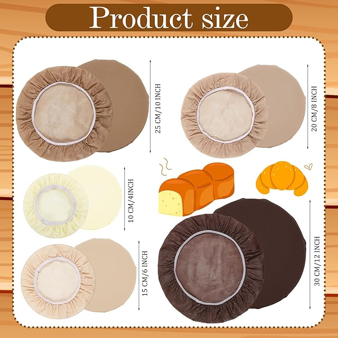 5 Pcs Beeswax Bowl Covers Reusable for Bread Proofing 5 Size Beeswax Elastic Cotton Bowl Covers for Fruits Food Storage(Brown)